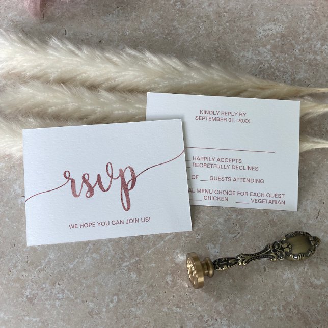 Carte de réponse RSVP Choix de Menu Rose Gold (Créateur téléchargé)
