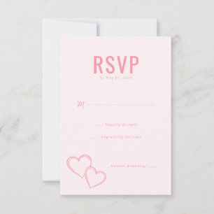 Carte de réponse RSVP Cœur Rose Élégant