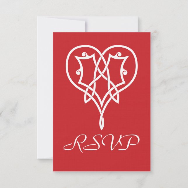 Carte de réponse RSVP Cœurs Tissage Celtique en Ce (Devant)