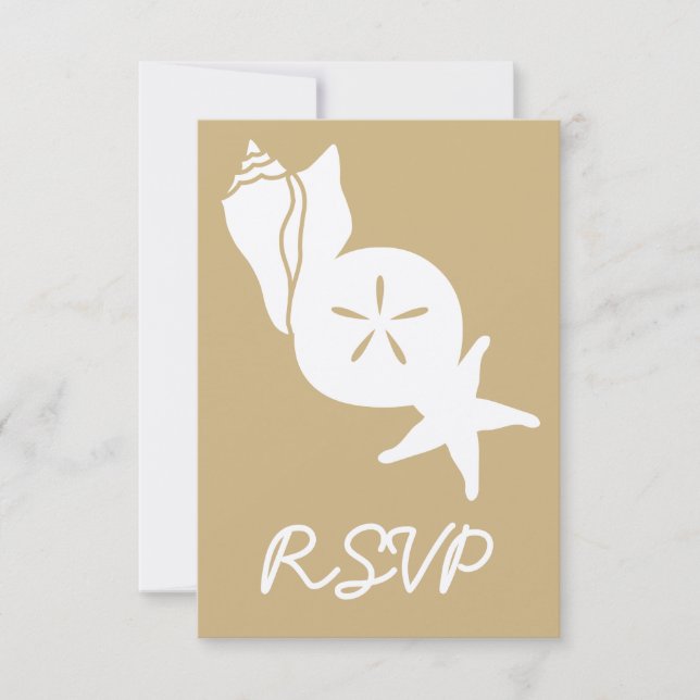 Carte de réponse RSVP Coquillages d'été dans le sa (Devant)