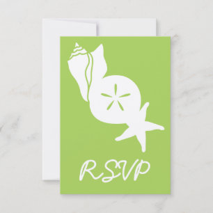 Carte de réponse RSVP Coquillages d'été en Péridot