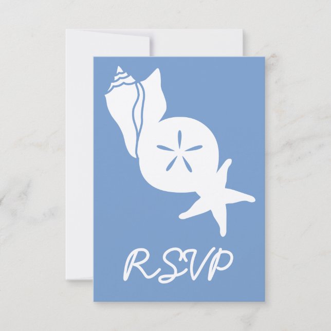 Carte de réponse RSVP Coquillages d'été en Pervenc (Devant)