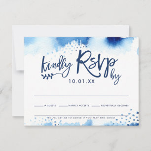 CARTE DE RÉPONSE RSVP couleur bleu marine design