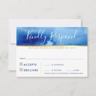 CARTE DE RÉPONSE RSVP - Couleur d'eau bleu stylisé