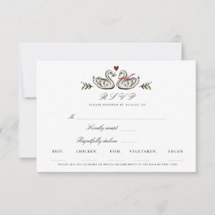 Carte de réponse RSVP Couple d'élégants cygnes
