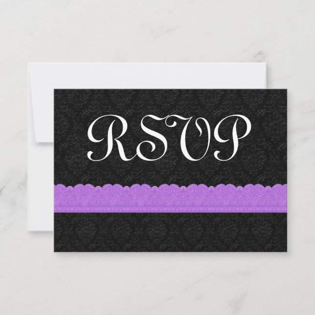 Carte de réponse RSVP Damask and Lace V054 (Devant)