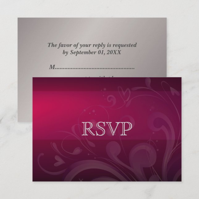 Carte de réponse RSVP d'anniversaire de mariage Fl (Devant / Derrière)