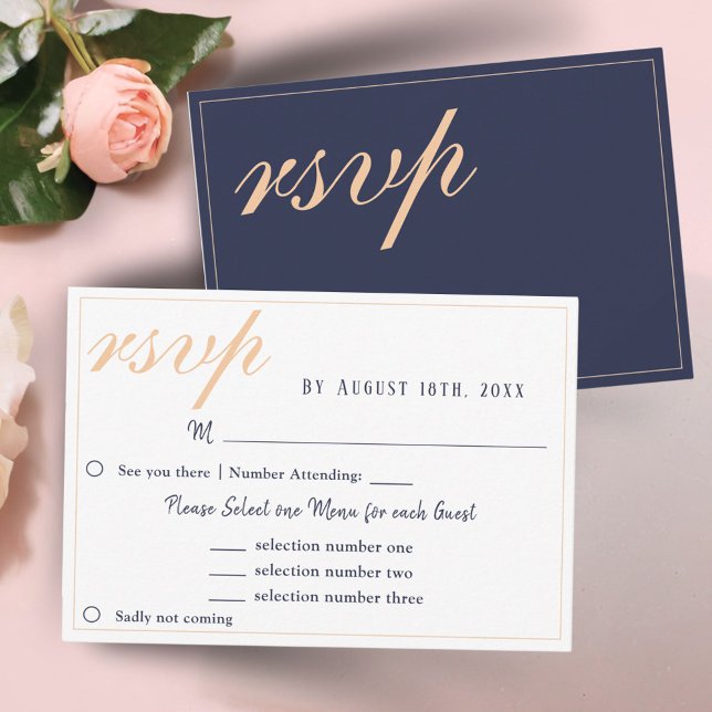 Carte de réponse RSVP de choix de menu de mariage  (Créateur téléchargé)