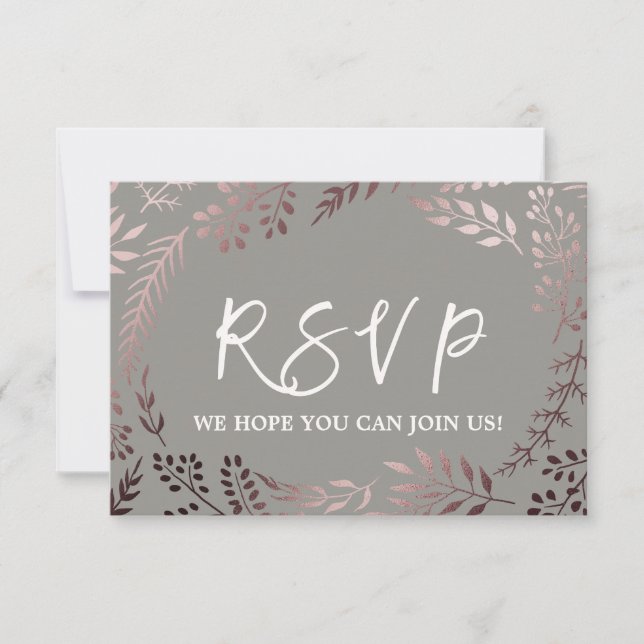 Carte de réponse RSVP de choix de menu Rose Gold e (Devant)