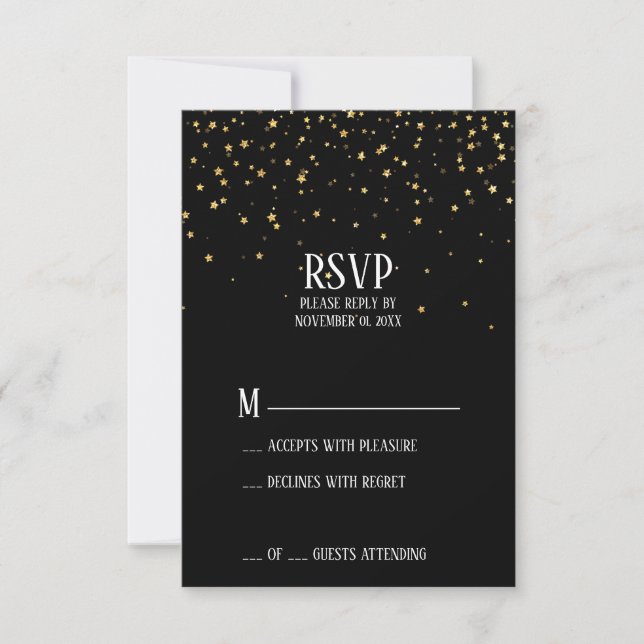 Carte de réponse RSVP de fiançailles avec confetti (Devant)