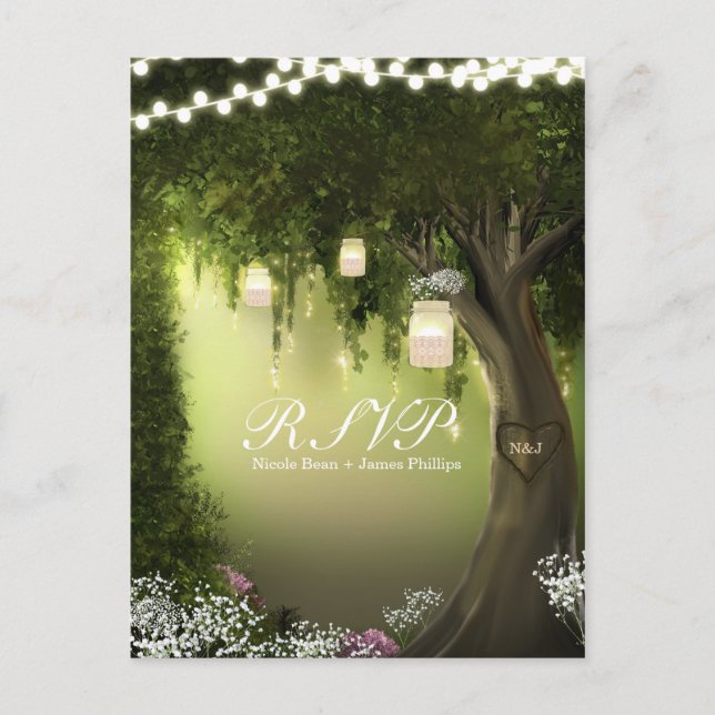 Carte de réponse RSVP de jardin de forêt enchantée (Devant)
