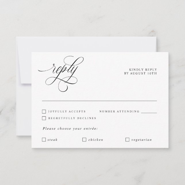 Carte de réponse RSVP de luxe calligraphiée pour m (Devant)