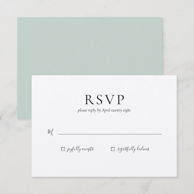 Carte de réponse RSVP de mariage (Devant / Derrière)