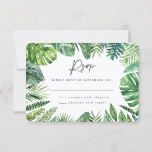 Carte de réponse RSVP de mariage à feuillage de pa