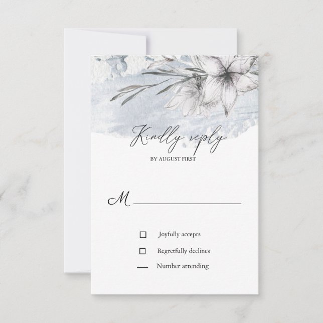 carte de réponse RSVP de mariage à la botanique pa (Devant)