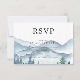 Carte de réponse RSVP de mariage à la forêt aquare