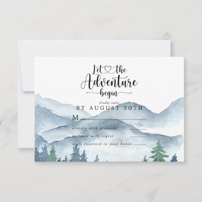 Carte de réponse RSVP de mariage à la forêt aquare (Devant)