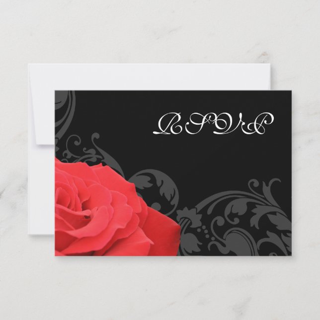 Carte de réponse RSVP de mariage à la rose rouge (Devant)
