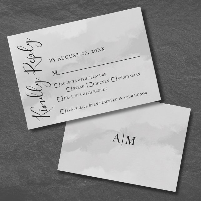 Carte de réponse RSVP de mariage à l'aquarelle élé (Chic Elegant Watercolor Wedding RSVP Response Card)