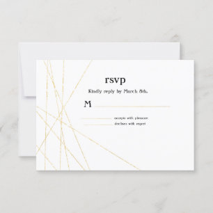 Carte de réponse RSVP de mariage à ligne dorée mod