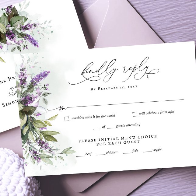 Carte de réponse RSVP de mariage à script de verdu (Créateur téléchargé)