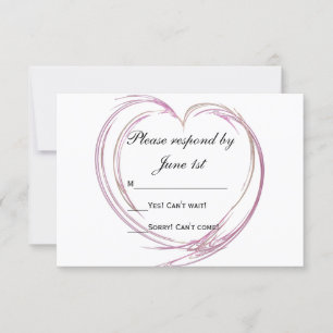 Carte de réponse RSVP de mariage Abstrait rose du