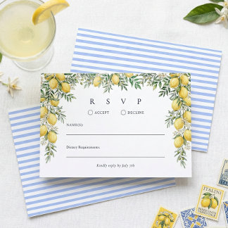 Carte de réponse RSVP de mariage au citron italien