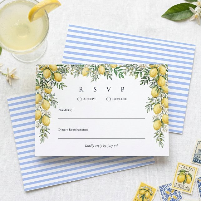 Carte de réponse RSVP de mariage au citron italien (Créateur téléchargé)
