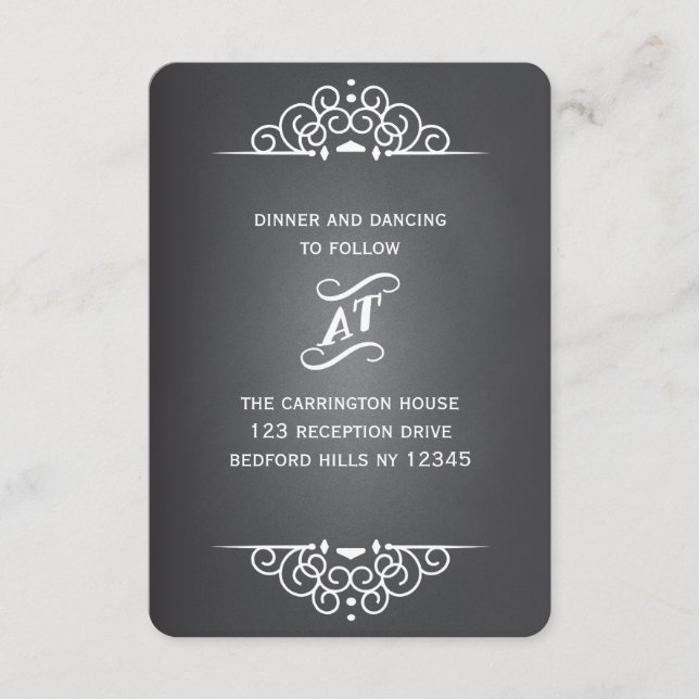 Carte de réponse RSVP de mariage au tableau noir d (Devant)