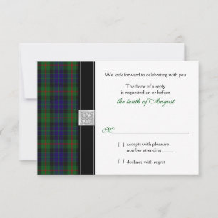 Carte de réponse RSVP de mariage au tartan moderne