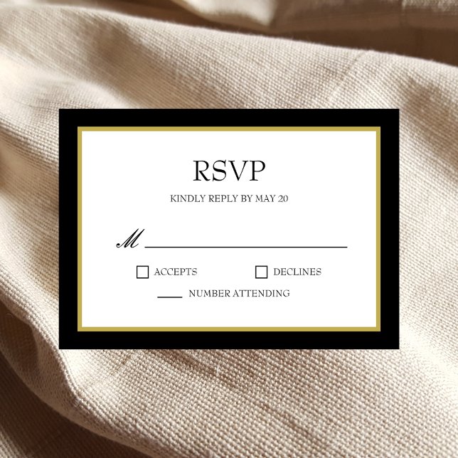 Carte de réponse RSVP de mariage avec bordure en o (Créateur téléchargé)