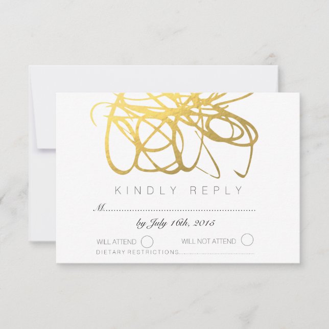 Carte de réponse RSVP de mariage avec effet d'huil (Devant)