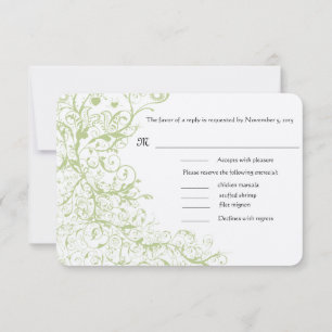 Carte de réponse RSVP de mariage Birds & Swirls #2
