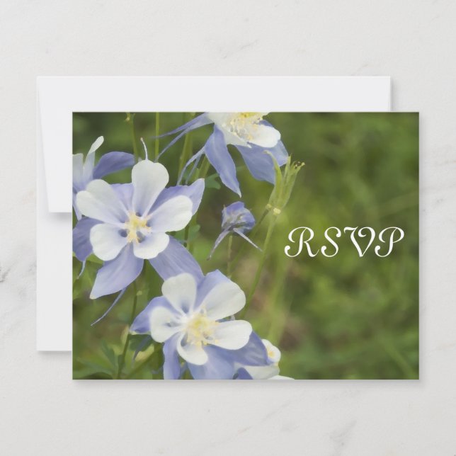 Carte de réponse RSVP de mariage Blue Columbine (Devant)
