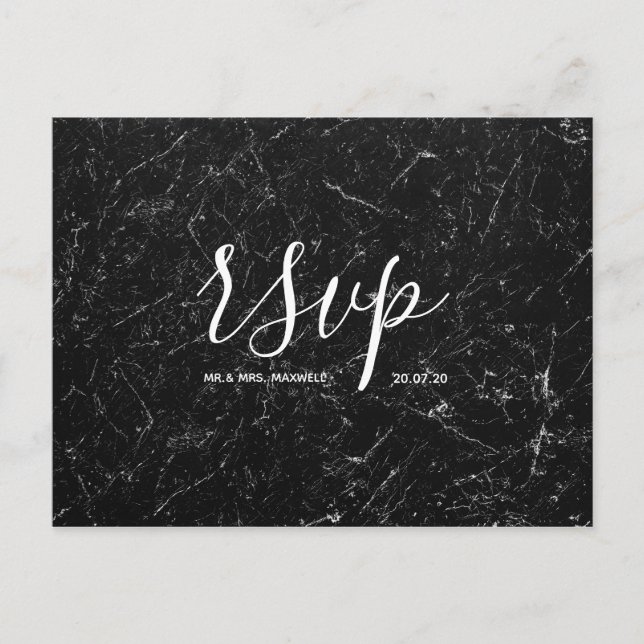 Carte de réponse RSVP de mariage | Carte postale e (Devant)