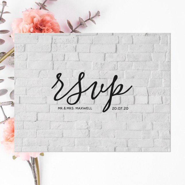 Carte de réponse RSVP de mariage | Carte postale e (Créateur téléchargé)