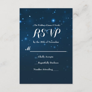 Carte de réponse RSVP de mariage ciel étoilé bleu