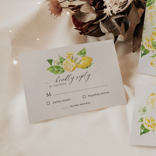 Carte de réponse RSVP de Mariage Citrus Lemon Tree (Créateur téléchargé)
