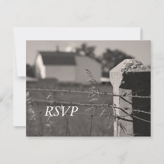 Carte de réponse RSVP de mariage dans la ferme du  (Devant)