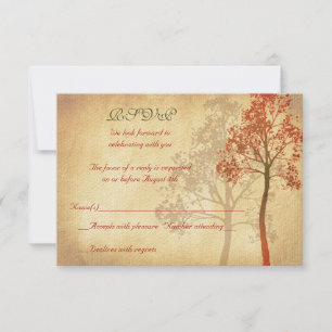 Carte de réponse RSVP de mariage d'arbre d'automne