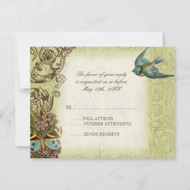 Carte de réponse RSVP de mariage de Botanica - Crè (Devant)