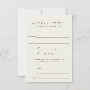 Carte de réponse RSVP de mariage de branche simple