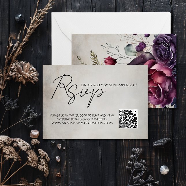 Carte de réponse RSVP de mariage de code QR minima (Créateur téléchargé)