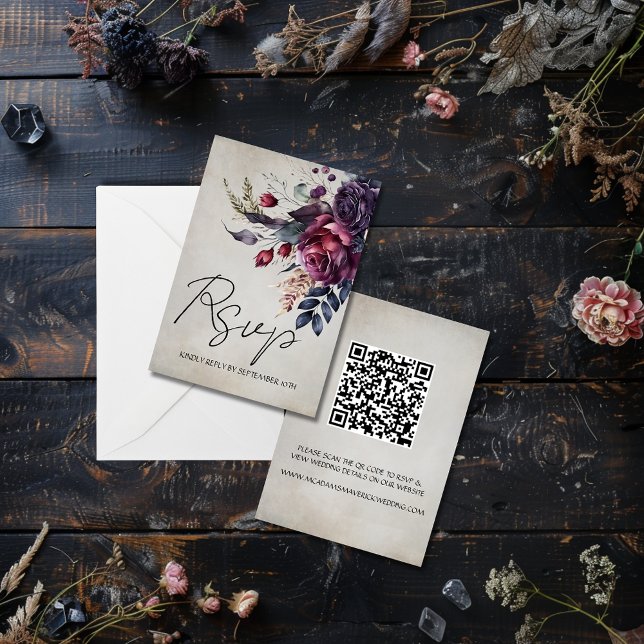 Carte de réponse RSVP de mariage de code QR minima (Créateur téléchargé)