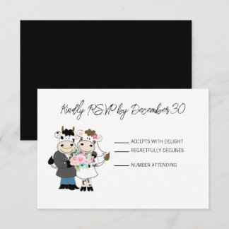 Carte de réponse RSVP de mariage de couple de vach