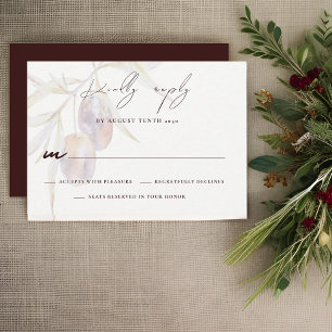 Carte de réponse RSVP de mariage de la branche d'o