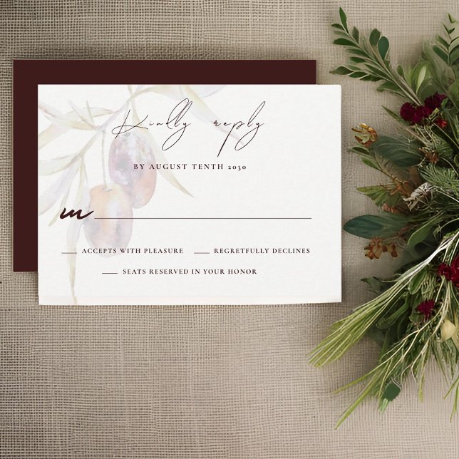 Carte de réponse RSVP de mariage de la branche d'o (Créateur téléchargé)