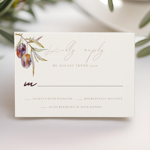 Carte de réponse RSVP de mariage de la branche d'o