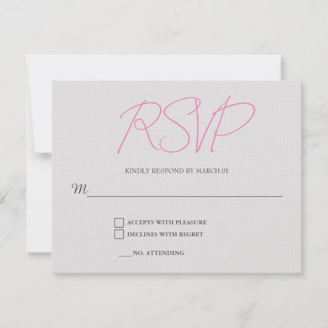 Carte de réponse RSVP de mariage de lin (Devant)