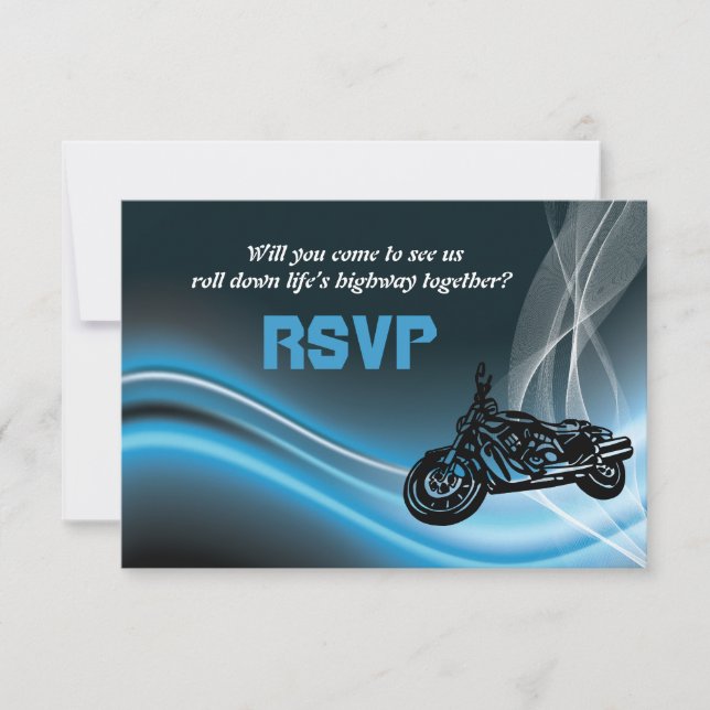 Carte de réponse RSVP de mariage de motard de rout (Devant)